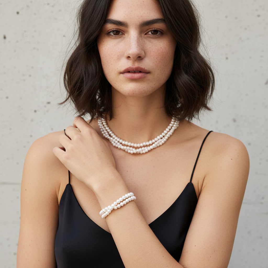 Chic Escape Two Way Double Strand Freshwater Pearl Bracelet in 18K Gold