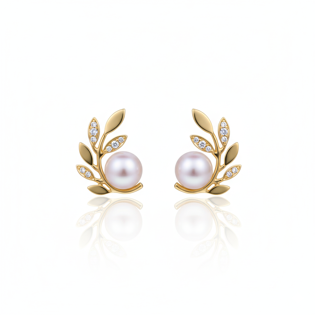 Forest Bloom Leaf Crown Laurel Wreath Earrings in 18K Gold Vermeil