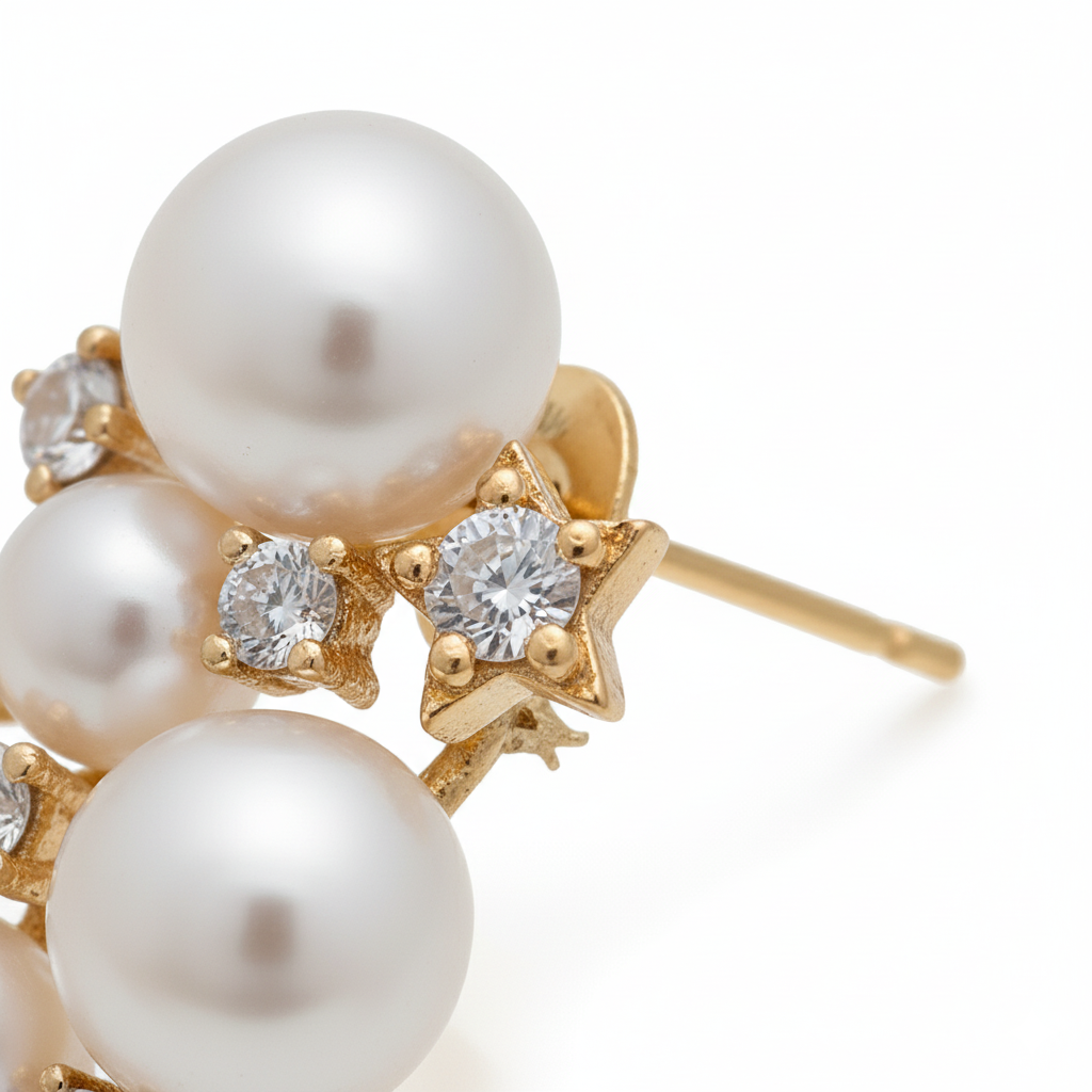 Guiding Star Nova Pearl Stud Earrings in 18K Gold Vermeil