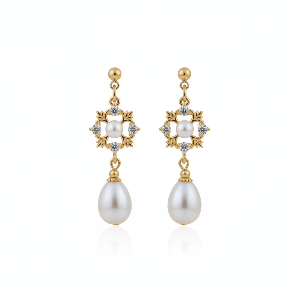 Guiding Star Esther Pearl Drop Earrings in 18K Gold Vermeil