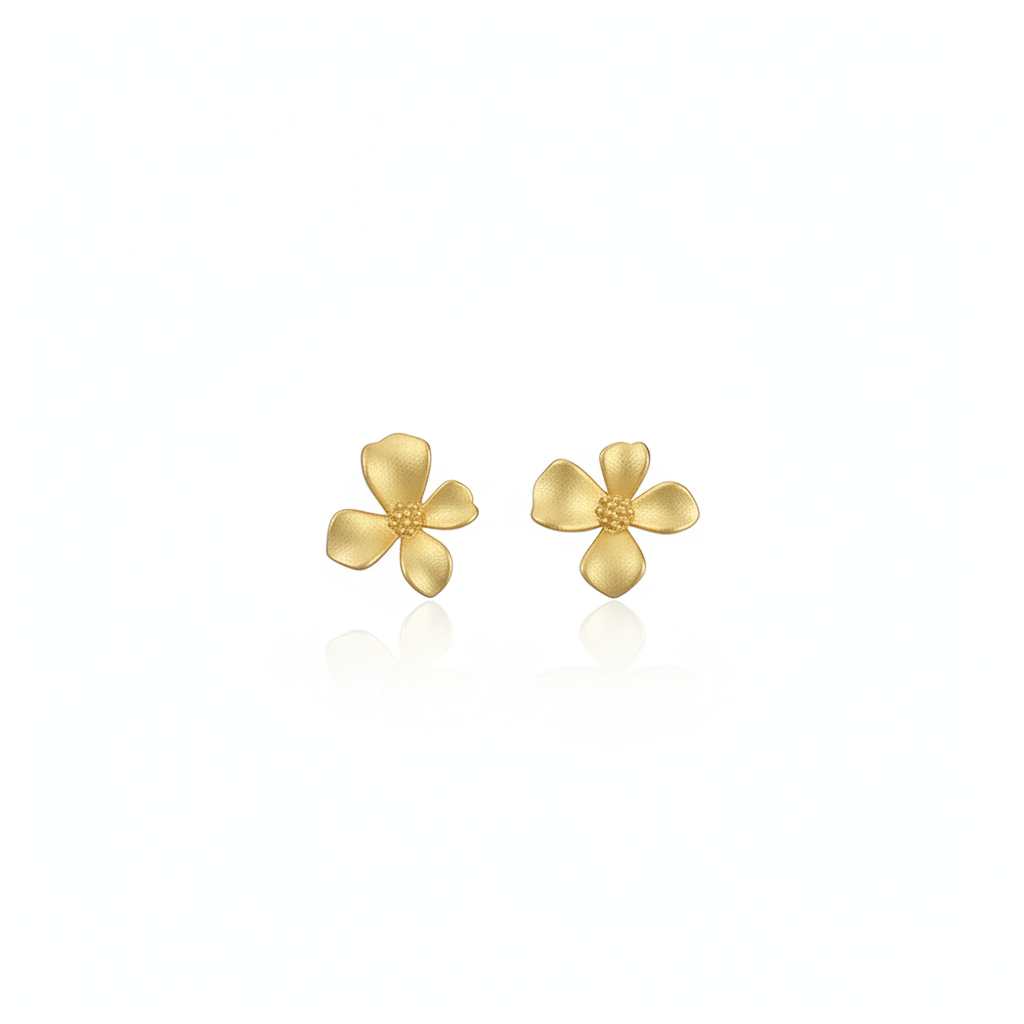 Forest Bloom Buttercup Gold Flower Stud Earrings in 18K Gold Vermeil