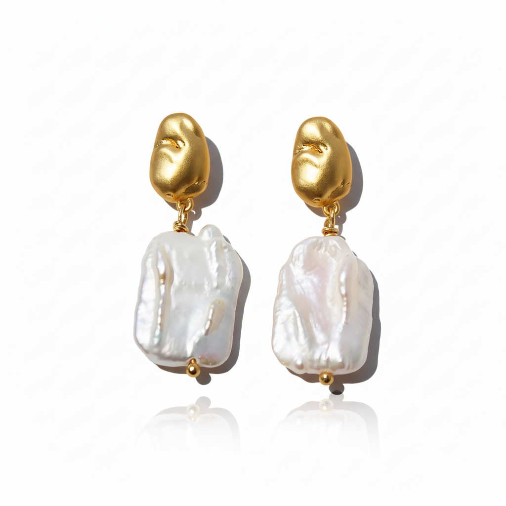 Baroque Sovereign Baroque Pearl Bold Drop Earrings in 18K Gold