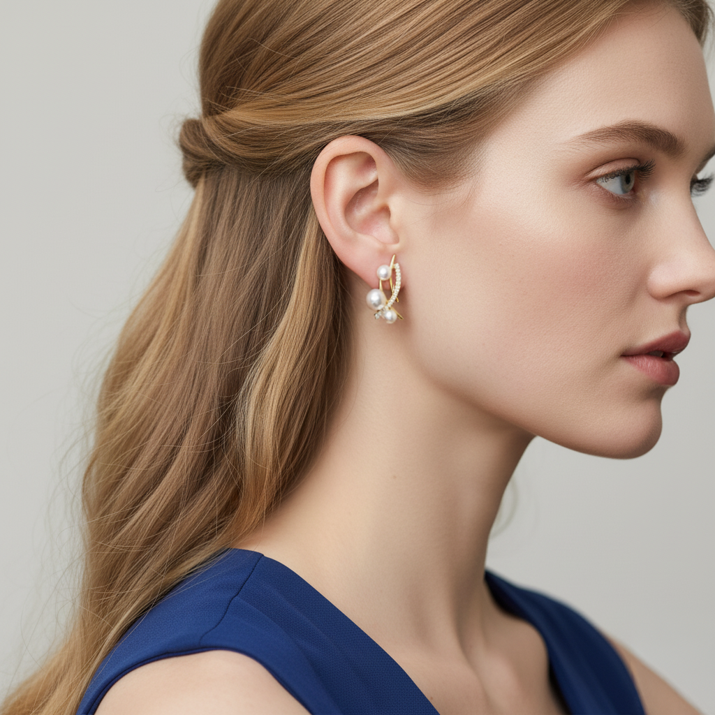 Forest Bloom River and Dawn Dew Freshwater Pearl Stud Earrings in 18K Gold Vermeil