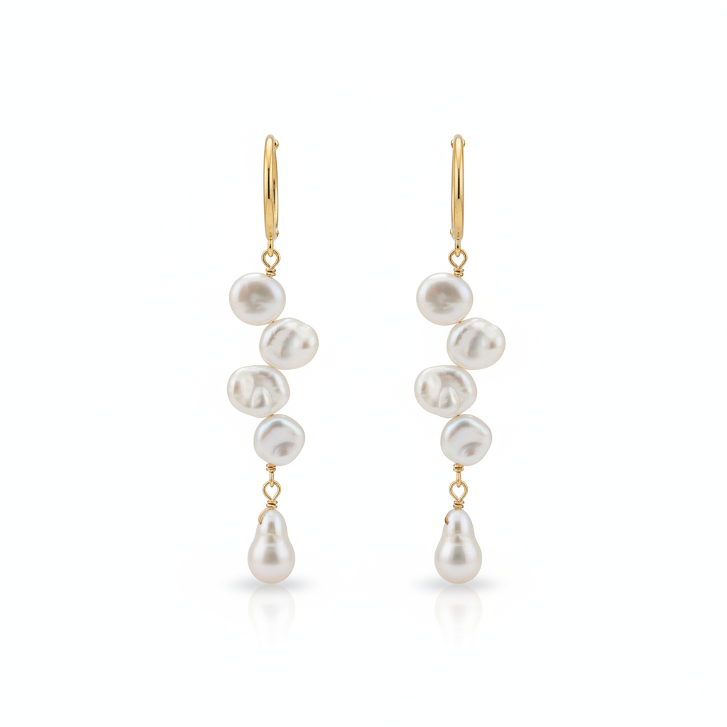 Love Unbound Waterfall Freshwater Pearl Clip-On Ear Cuff Earrings in 18K Gold