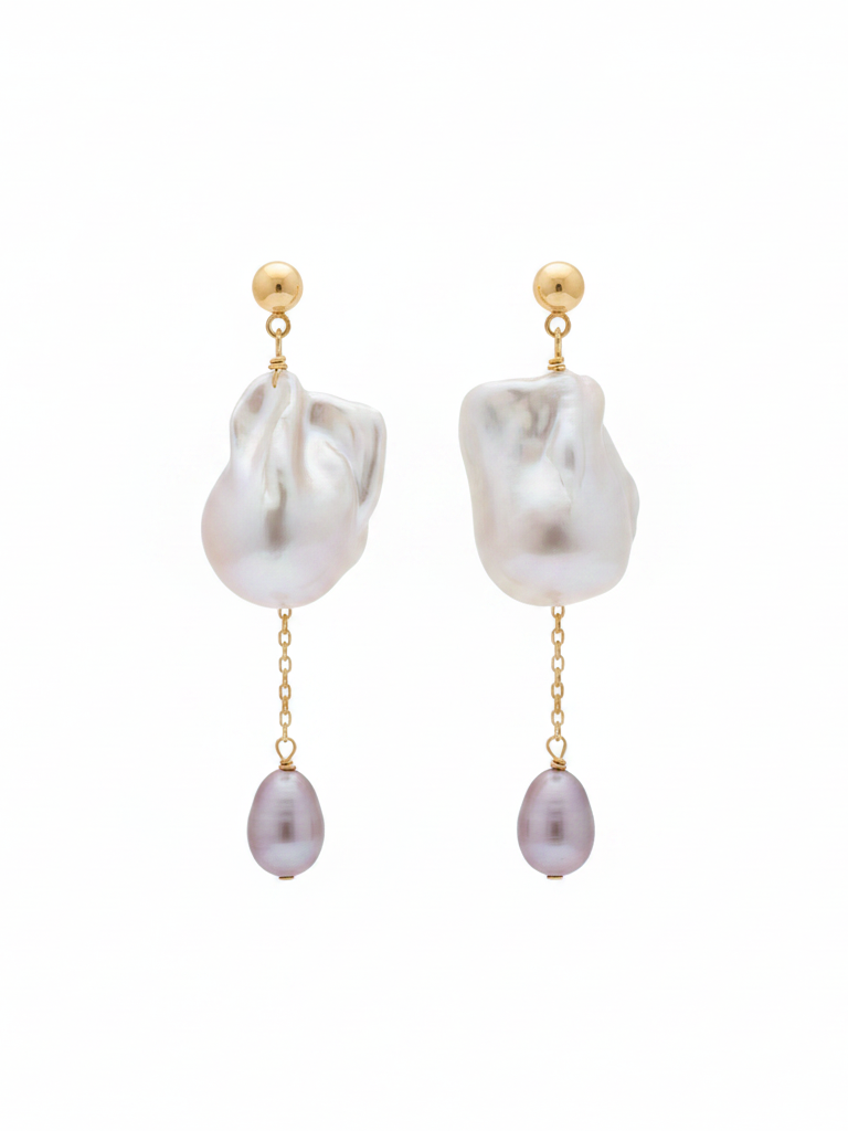Baroque Sovereign Baroque Freshwater Pearl Chain Drop Earrings