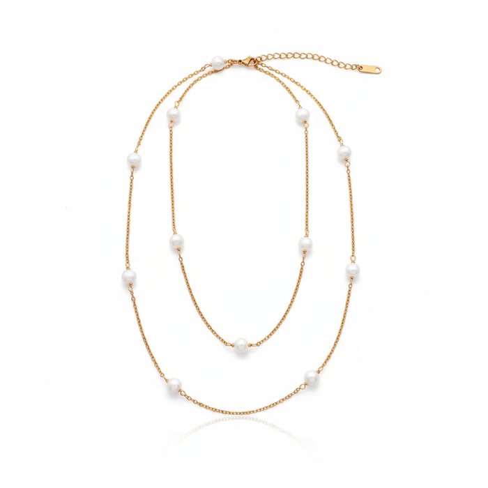 Chic Escape Classic Long 12 Freshwater Pearl Necklace in 18K Gold