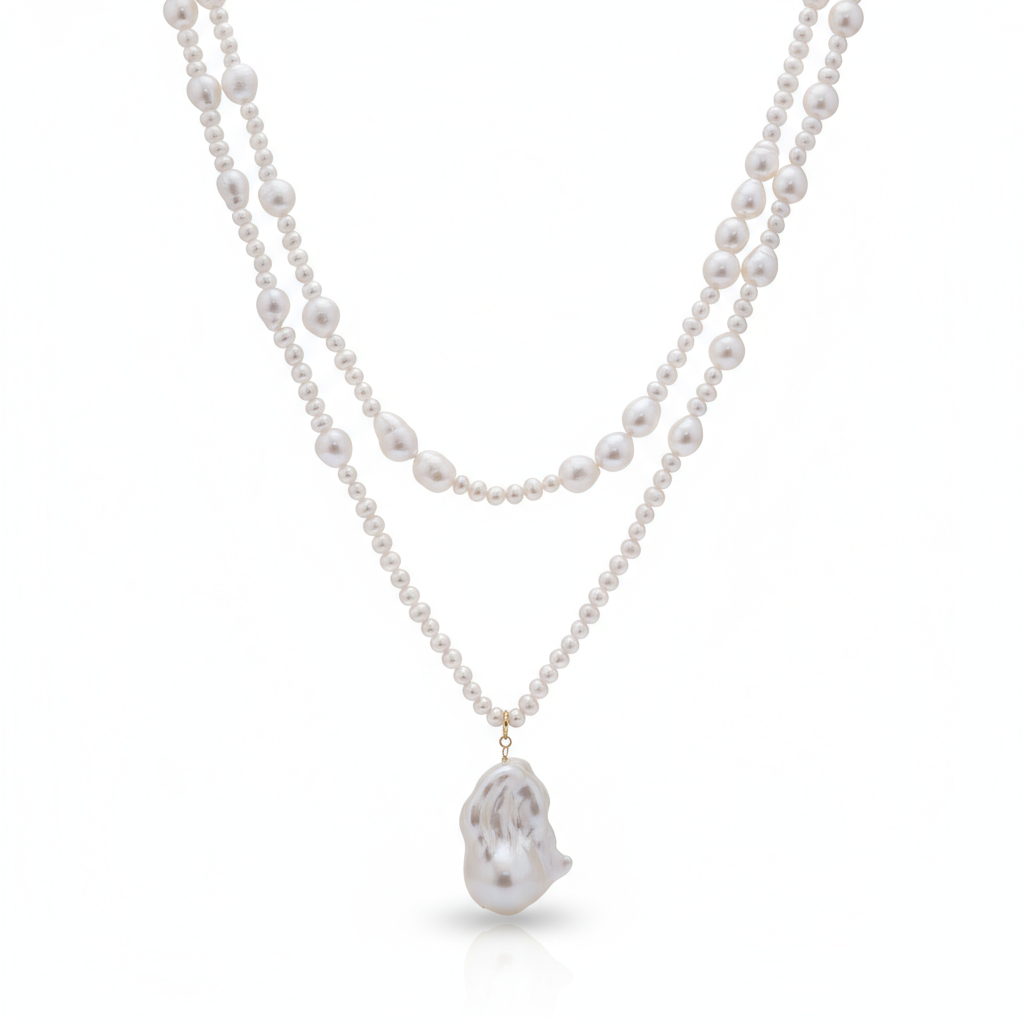 Baroque Sovereign 108 cm Freshwater Pearl Necklace in 18K Gold