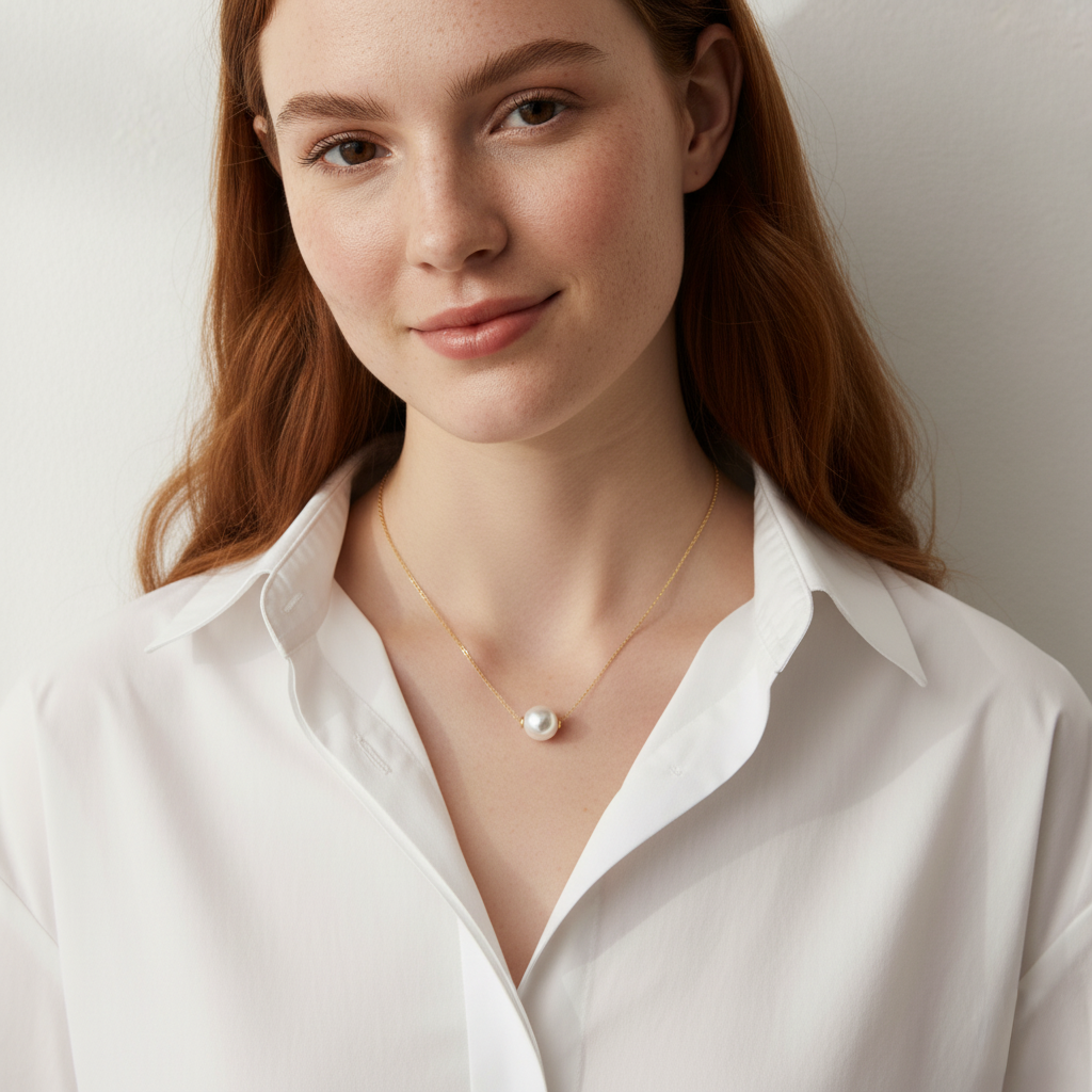 Daily Grace Floating Freshwater Pearl Pendant Necklace in 18K Gold Vermeil