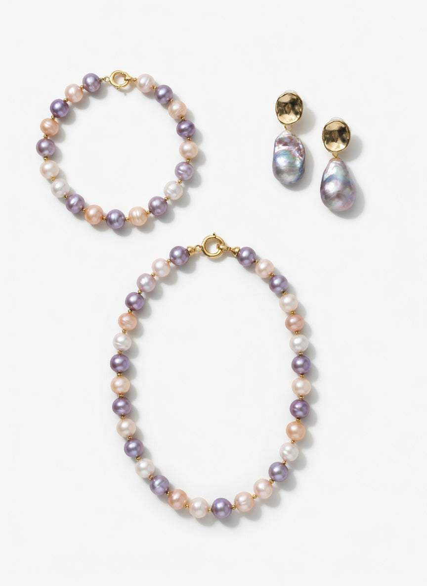 Love Unbound Signature Multi-Tone Freshwater Pearl Full Set in 18K Gold