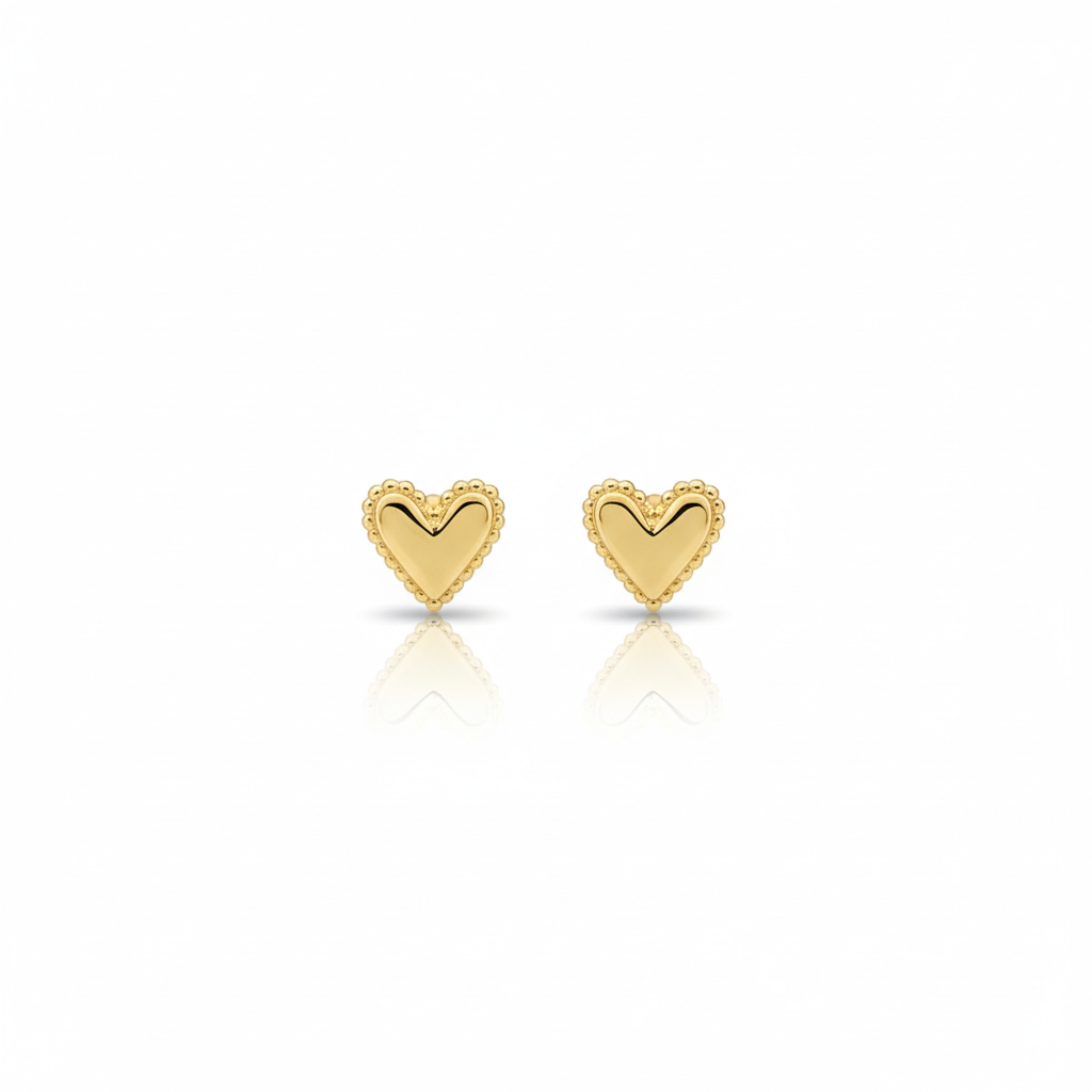 Lumina Heart Milgrain Heart Stud Earrings in 18K Gold Vermeil