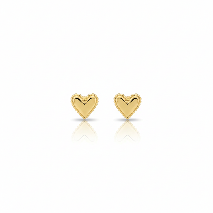 Lumina Heart Milgrain Heart Stud Earrings in 18K Gold Vermeil