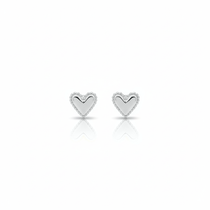Lumina Heart Milgrain Heart Stud Earrings in 18K White Gold