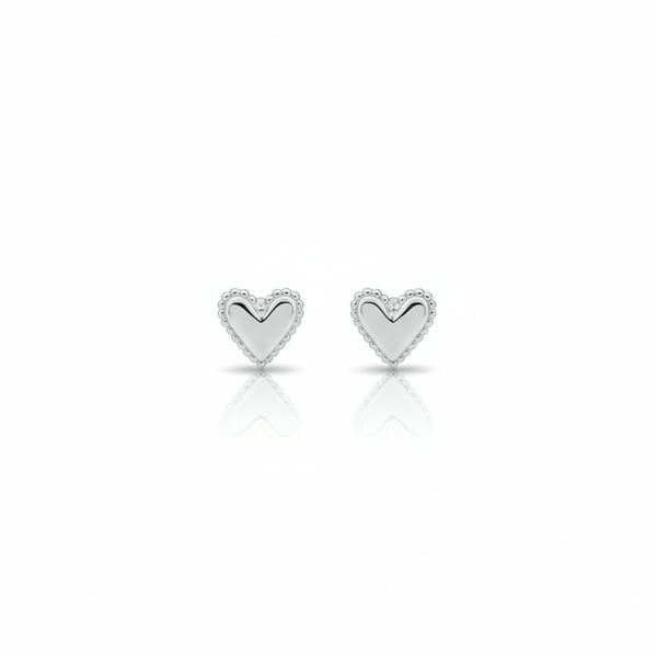 Lumina Heart Milgrain Heart Stud Earrings in 18K White Gold