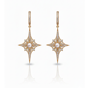 Guiding Star Polaris North Star Pearl Drop Earrings in 18K Gold Vermeil