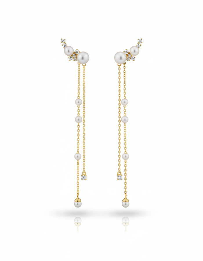 Guiding Star Shooting Star Rain Two Way Pearl Stud & Drop Earring Jacket in 18K Gold Vermeil