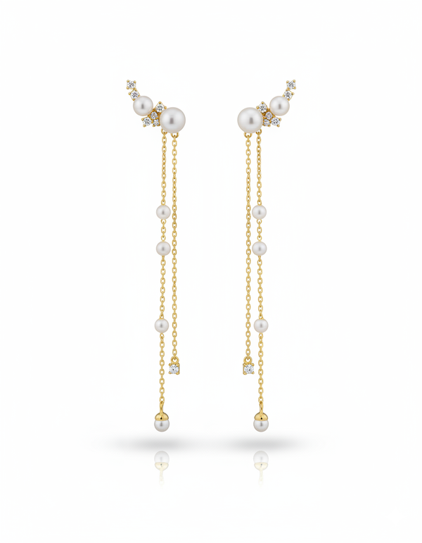 Guiding Star Shooting Star Rain Two Way Pearl Stud & Drop Earring Jacket in 18K Gold Vermeil