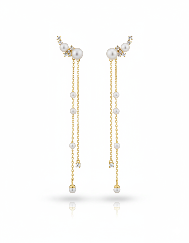 Guiding Star Shooting Star Rain Two Way Pearl Stud & Drop Earring Jacket in 18K Gold Vermeil