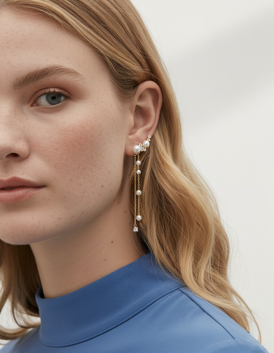 Guiding Star Shooting Star Rain Two Way Pearl Stud & Drop Earring Jacket in 18K Gold Vermeil