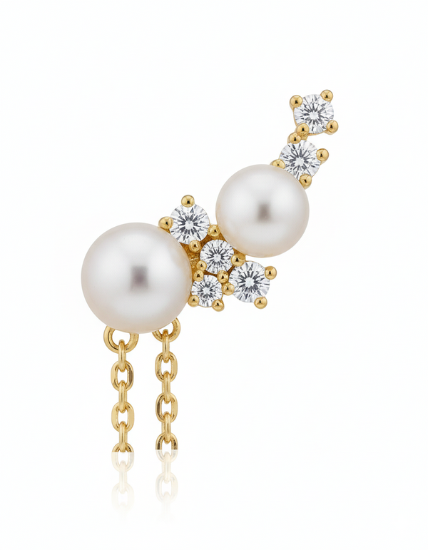 Guiding Star Shooting Star Rain Two Way Pearl Stud & Drop Earring Jacket in 18K Gold Vermeil