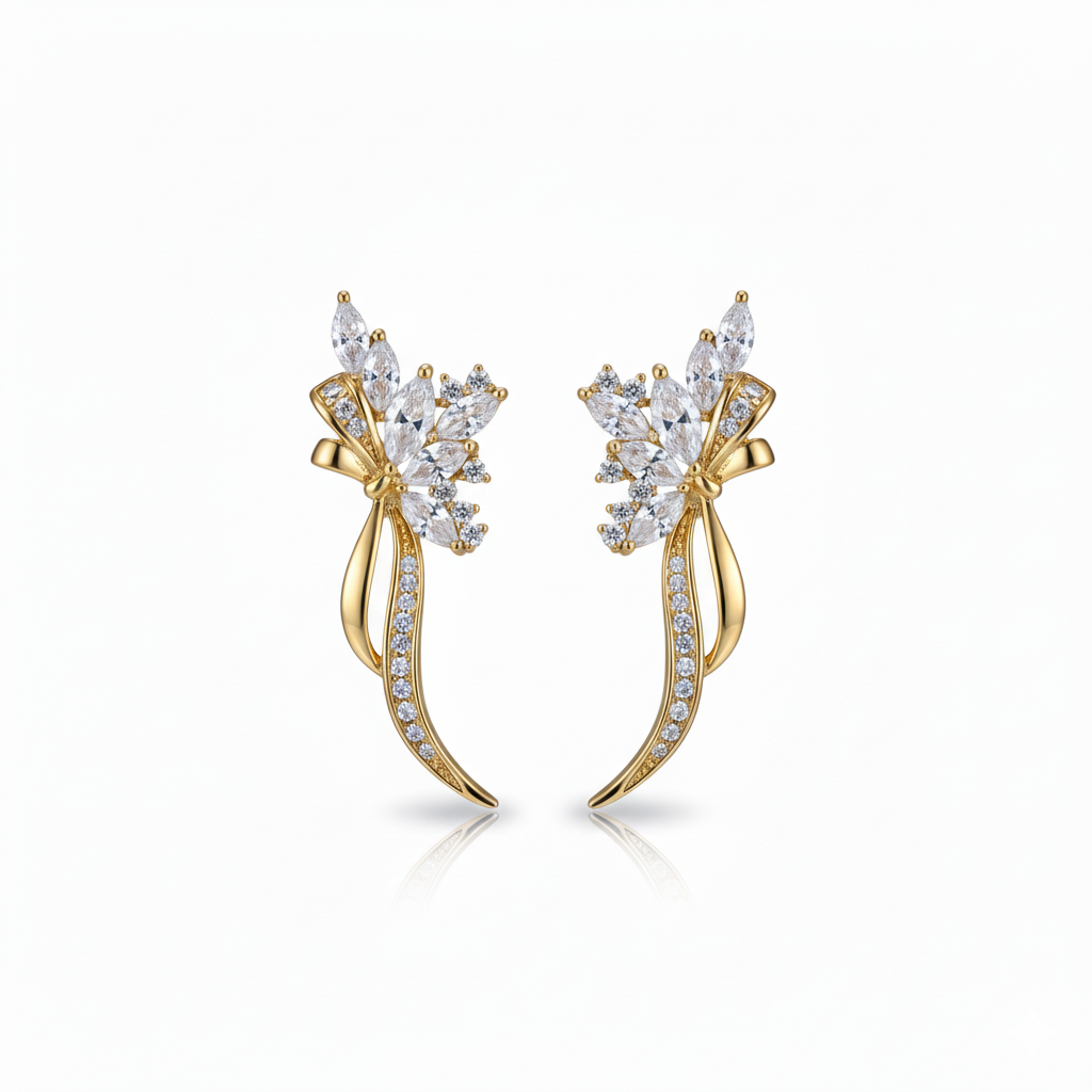 Forest Bloom Floral Bouquet Earrings in 18K Gold Vermeil