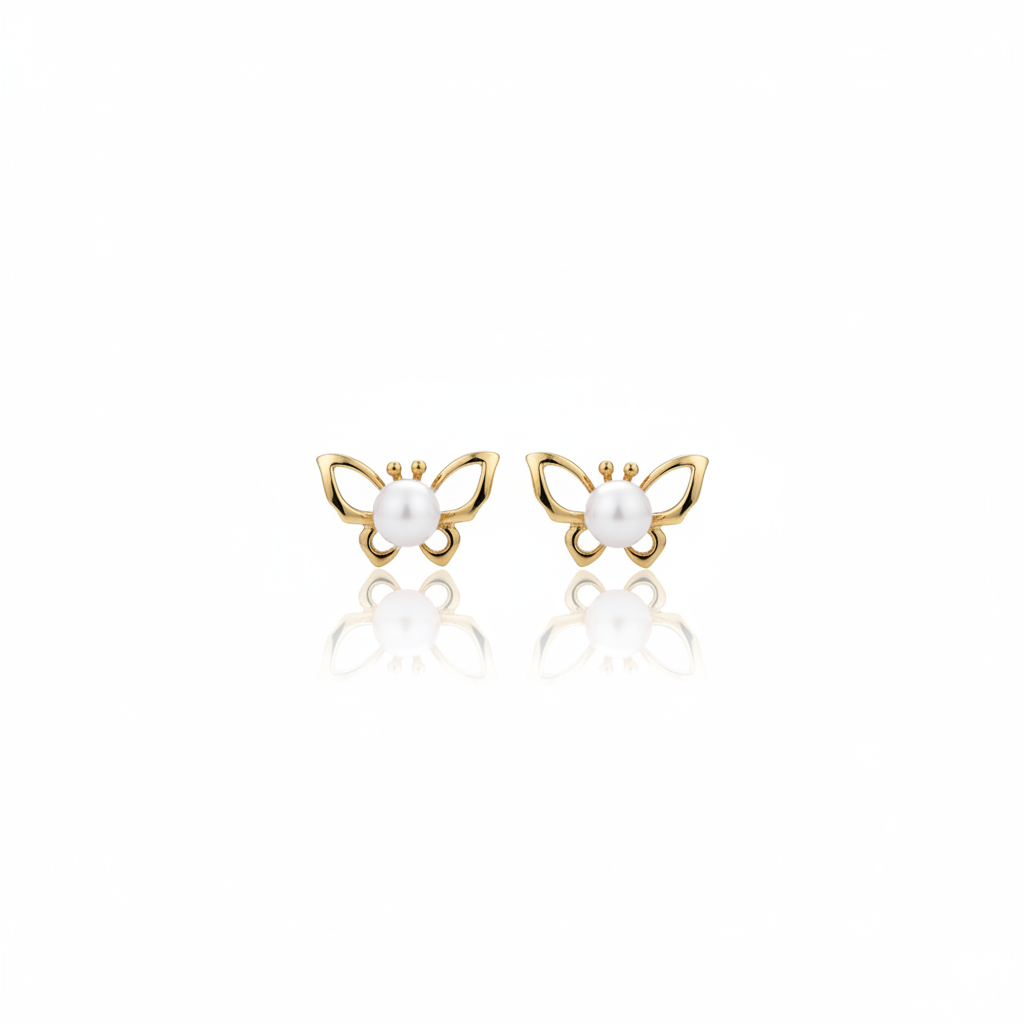 Forest Bloom Butterfly Two Way Pearl Stud & Drop Earring Jacket in 18K Gold Vermeil