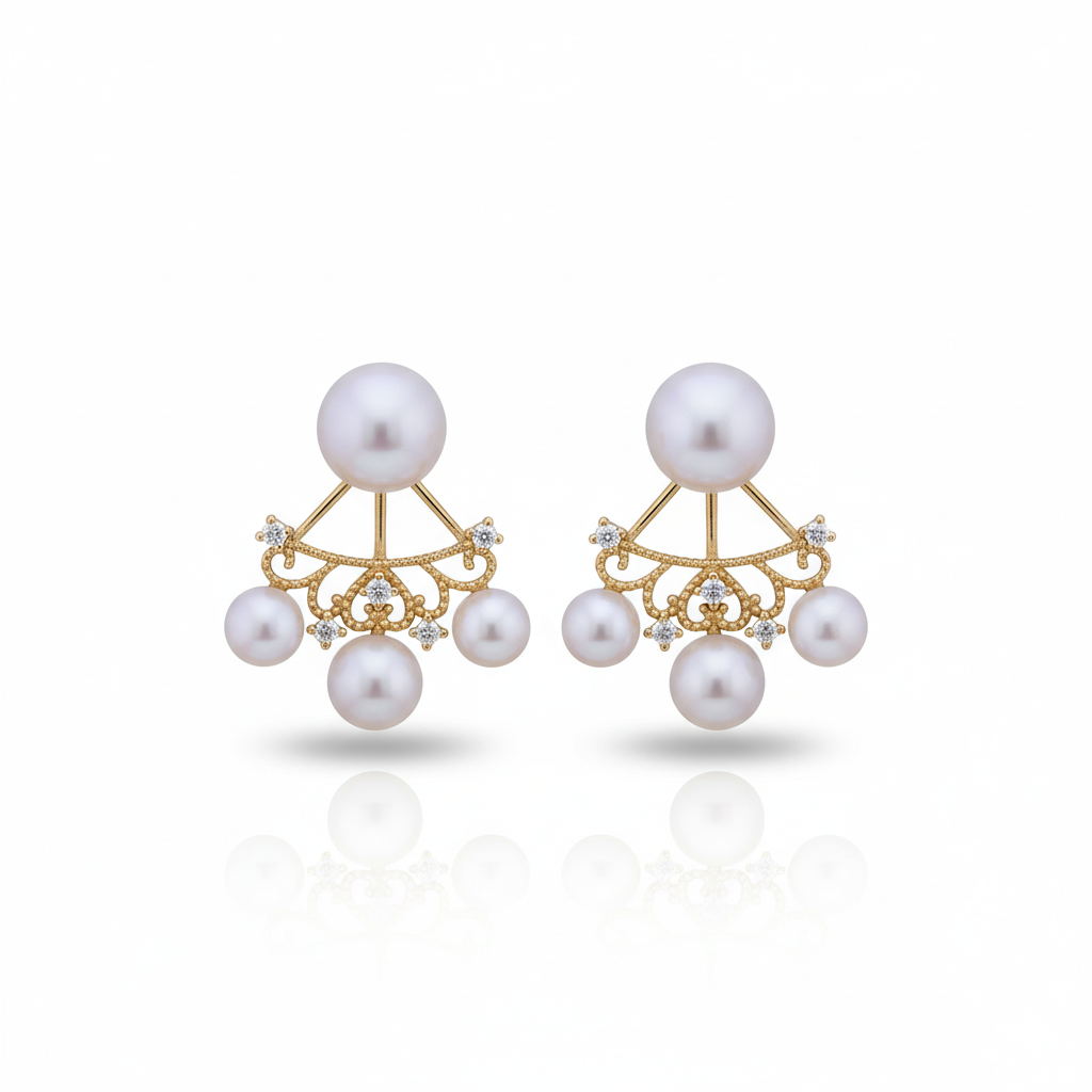 Guiding Star Stella Celestial Two Way Pearl Stud & Earrings Jacket in 18K Gold Vermeil