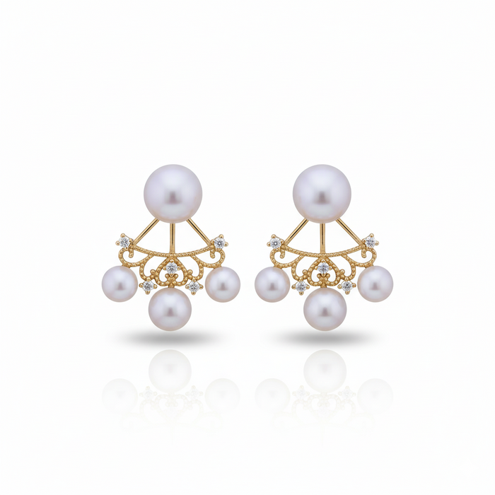 Guiding Star Stella Celestial Two Way Pearl Stud & Earrings Jacket in 18K Gold Vermeil