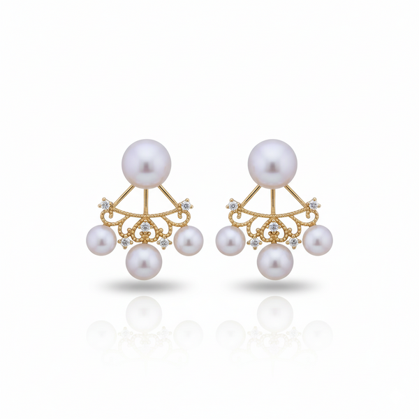 Guiding Star Stella Celestial Two Way Pearl Stud & Earrings Jacket in 18K Gold Vermeil