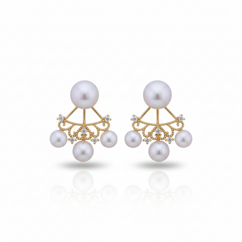 Guiding Star Stella Celestial Two Way Pearl Stud & Earrings Jacket in 18K Gold Vermeil