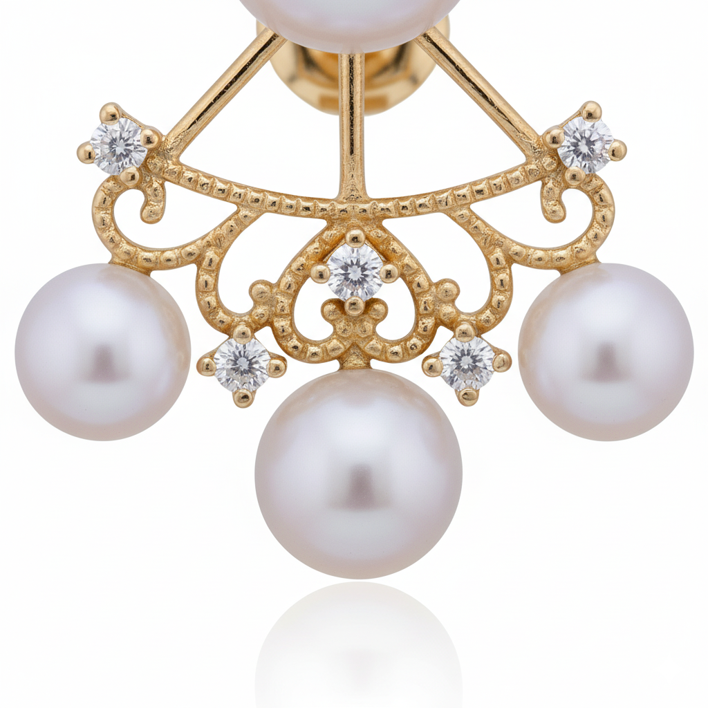 Guiding Star Stella Celestial Two Way Pearl Stud & Earrings Jacket in 18K Gold Vermeil