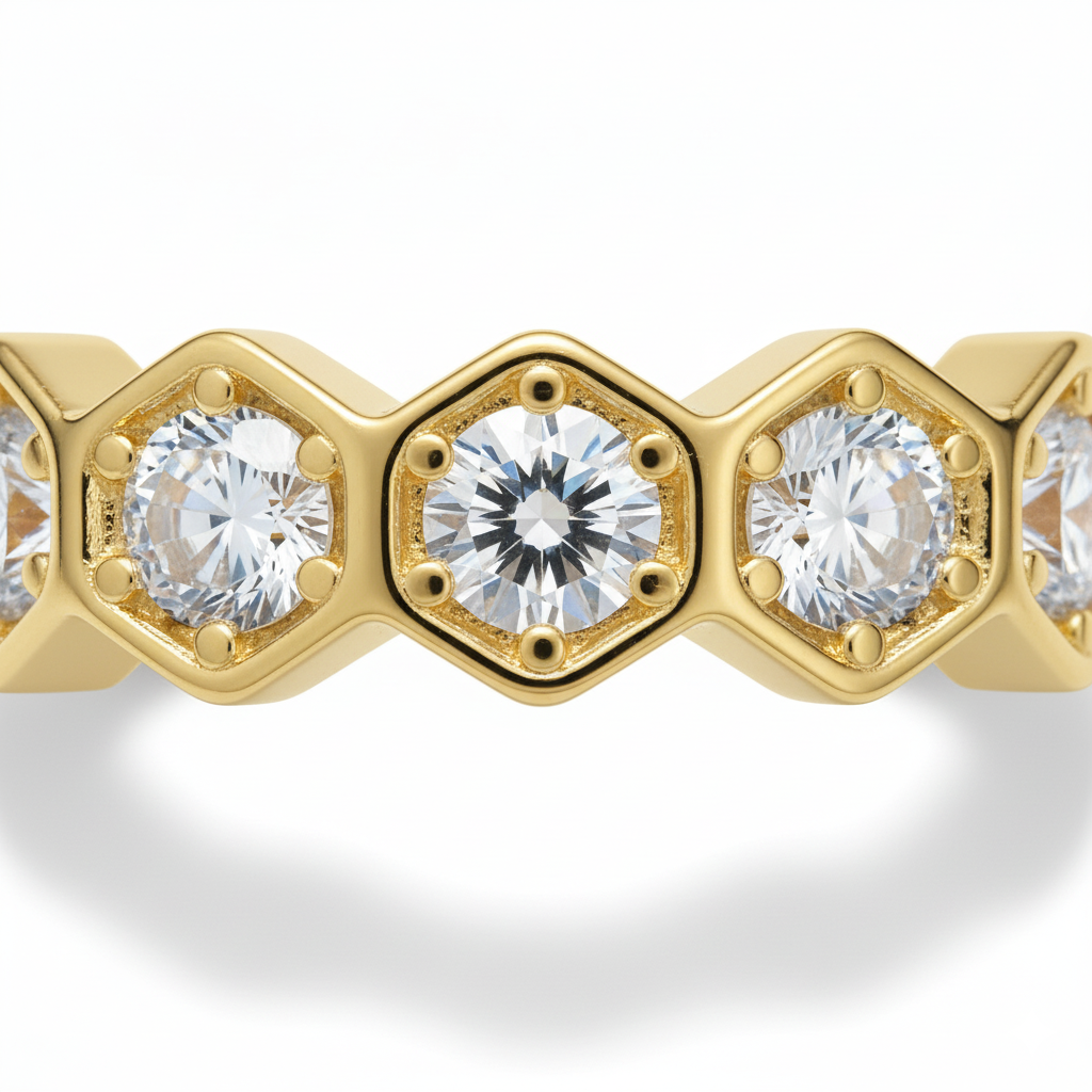 Daily Grace Honeycomb CZ Diamond Ear Cuff in 18K Gold