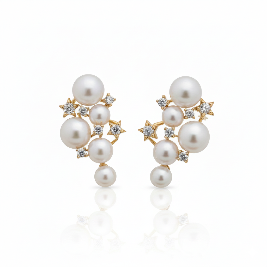 Guiding Star Nova Pearl Stud Earrings in 18K Gold Vermeil