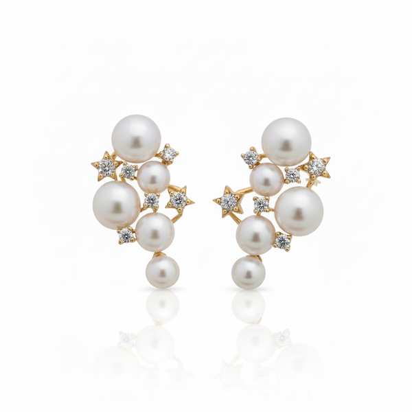 Guiding Star Nova Pearl Stud Earrings in 18K Gold Vermeil