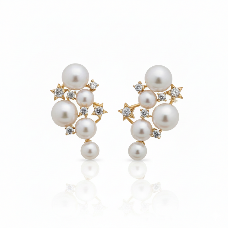 Guiding Star Nova Pearl Stud Earrings in 18K Gold Vermeil
