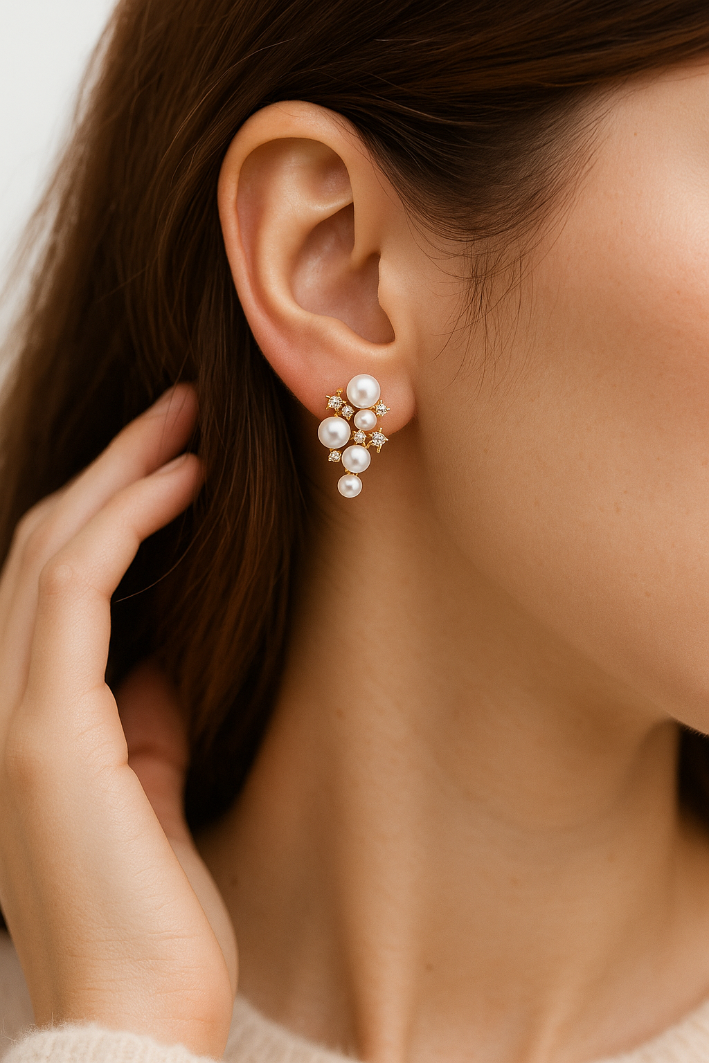 Guiding Star Nova Pearl Stud Earrings in 18K Gold Vermeil