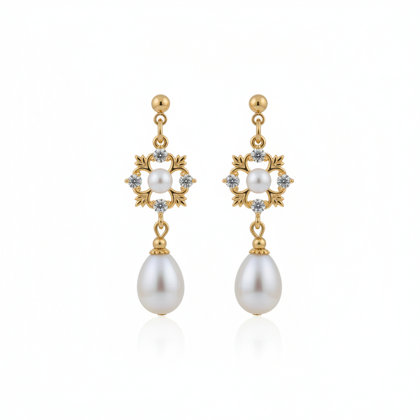 Guiding Star Esther Pearl Drop Earrings in 18K Gold Vermeil