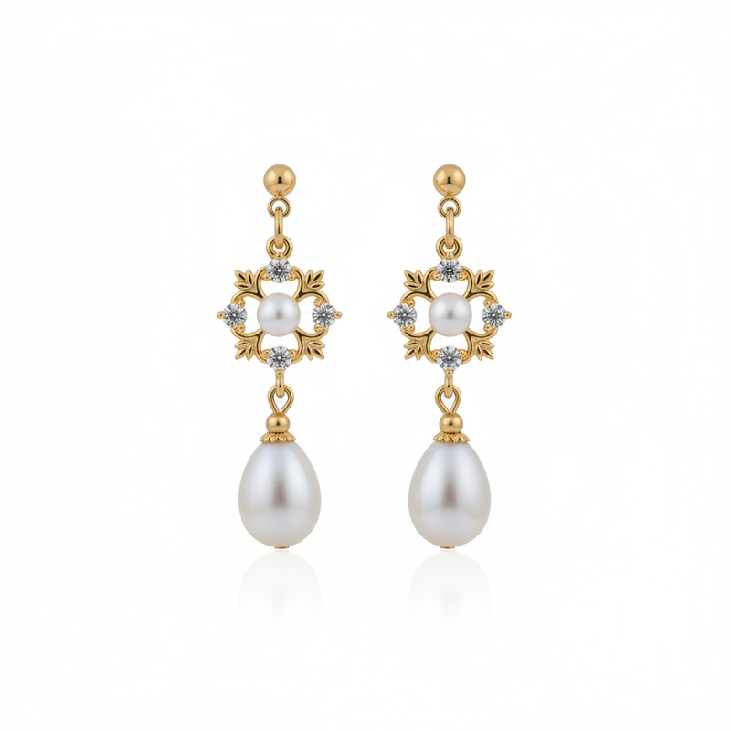 Guiding Star Esther Pearl Drop Earrings in 18K Gold Vermeil