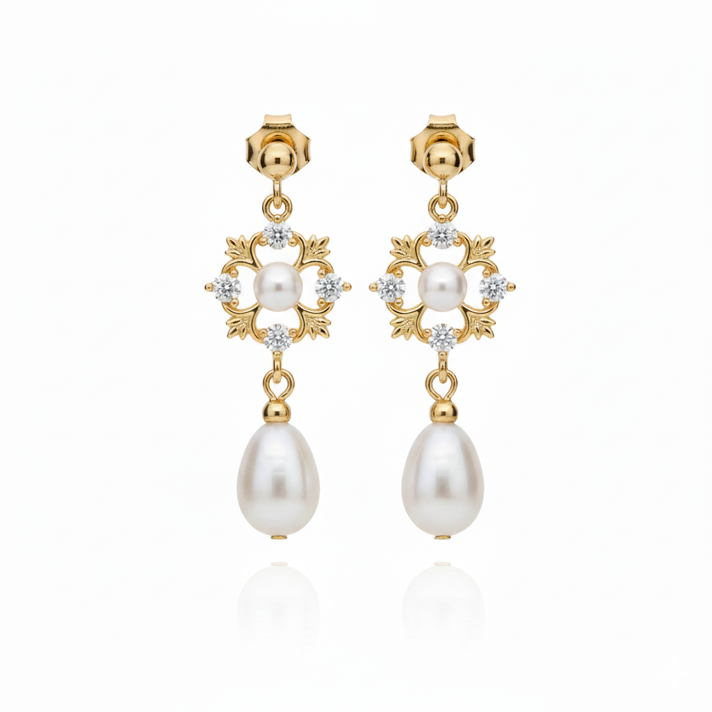 Guiding Star Esther Pearl Drop Earrings in 18K Gold Vermeil