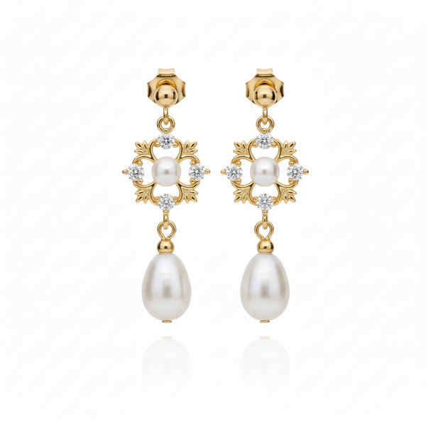 Guiding Star Esther Pearl Drop Earrings in 18K Gold Vermeil