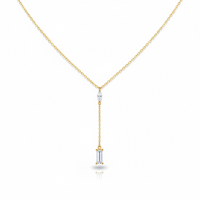 Daily Grace Baguette CZ Diamond Lariat Necklace in 18K Gold