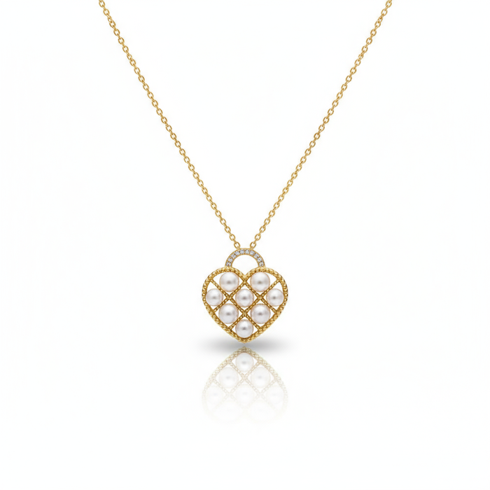 Lumina Heart Heart Padlock Pearl Pendant Necklace in 18K Gold Vermeil
