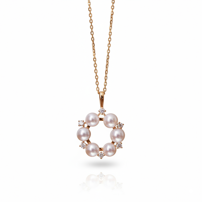 Forest Bloom Flower Wreath Pearl Pendant Necklace in 18K Gold Vermeil
