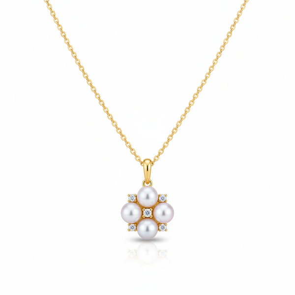 Forest Bloom Four Leaves Clover Pearl Pendant