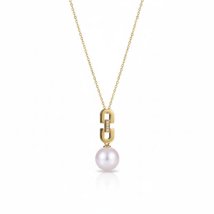 Daily Grace Link Chain Pearl Pendant Necklace in 18K Gold Vermeil