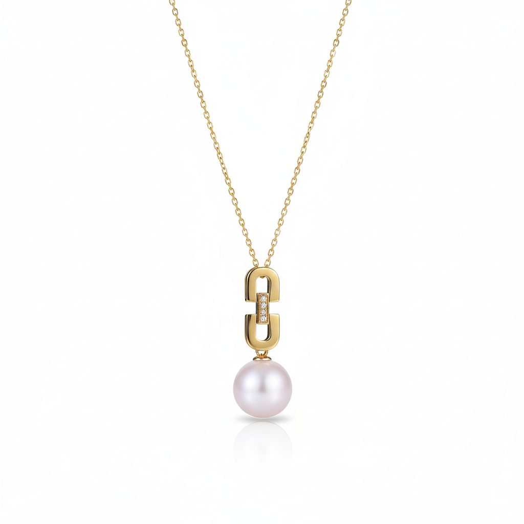 Daily Grace Link Chain Pearl Pendant Necklace in 18K Gold Vermeil