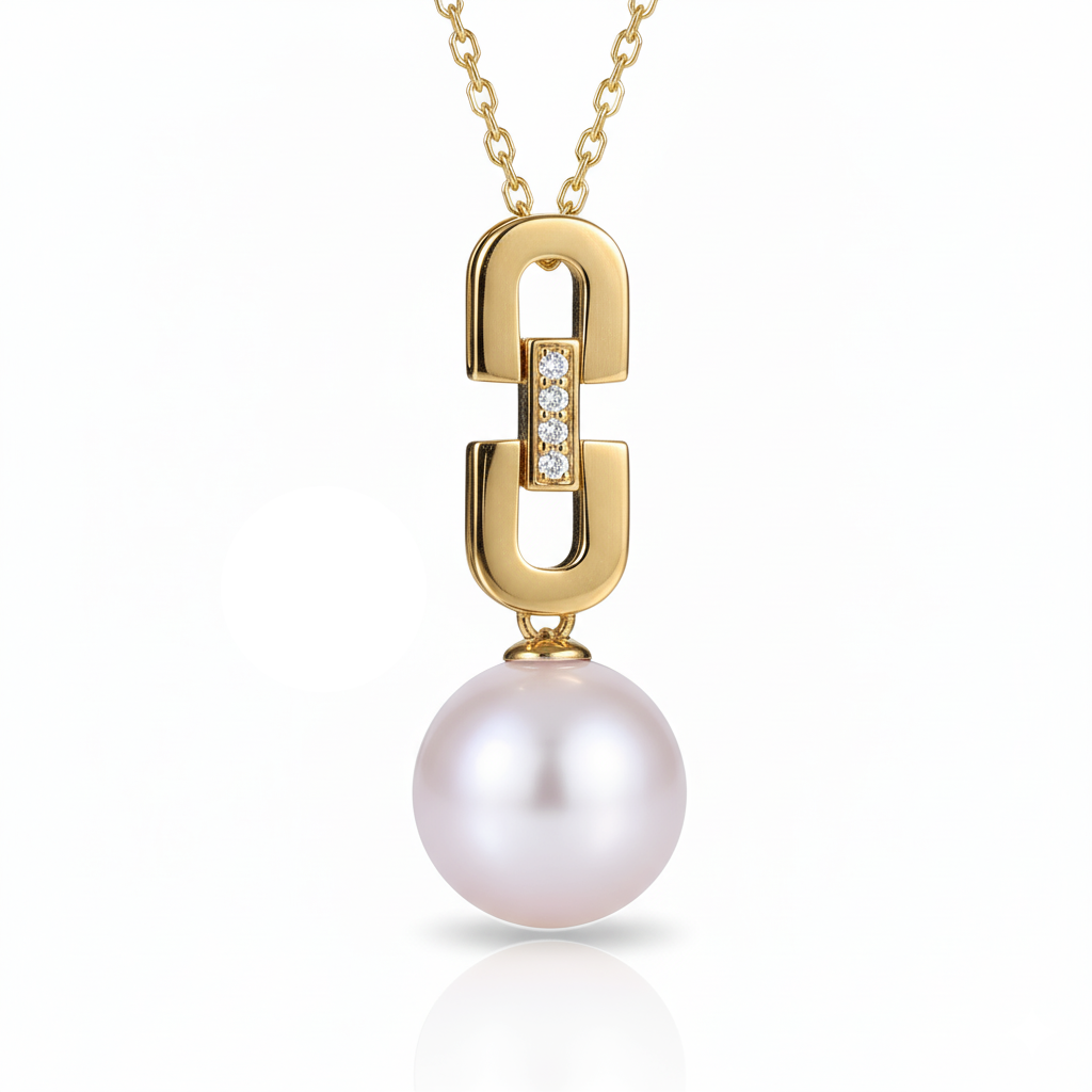 Daily Grace Link Chain Pearl Pendant Necklace in 18K Gold Vermeil