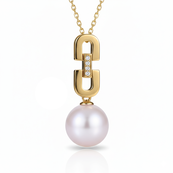 Daily Grace Link Chain Pearl Pendant Necklace in 18K Gold Vermeil