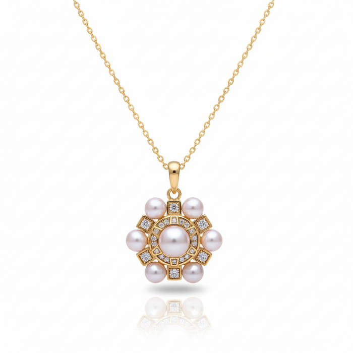 Guiding Star Hexagram Star Pearl Pendant Necklace in 18K Gold Vermeil