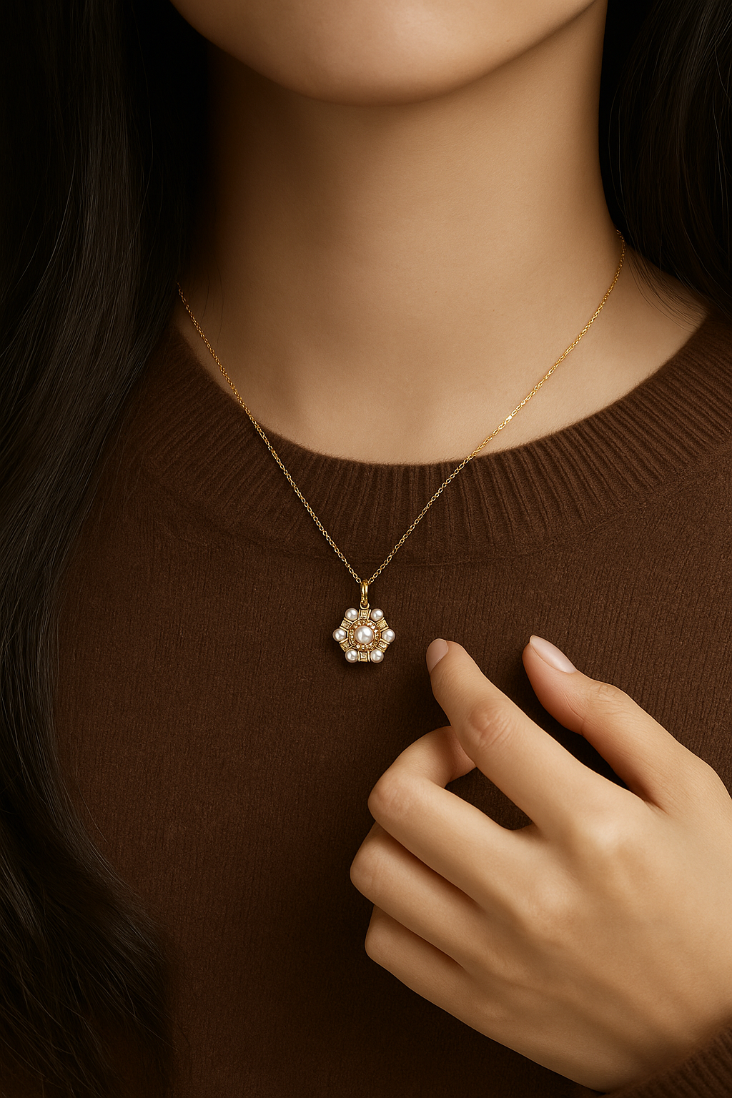 Guiding Star Hexagram Star Pearl Pendant Necklace in 18K Gold Vermeil