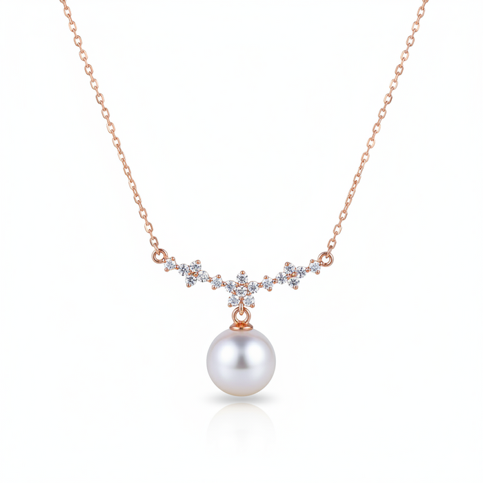Forest Bloom Sakura Cherry Blossom Pearl Pendant Necklace in 18K Gold Vermeil